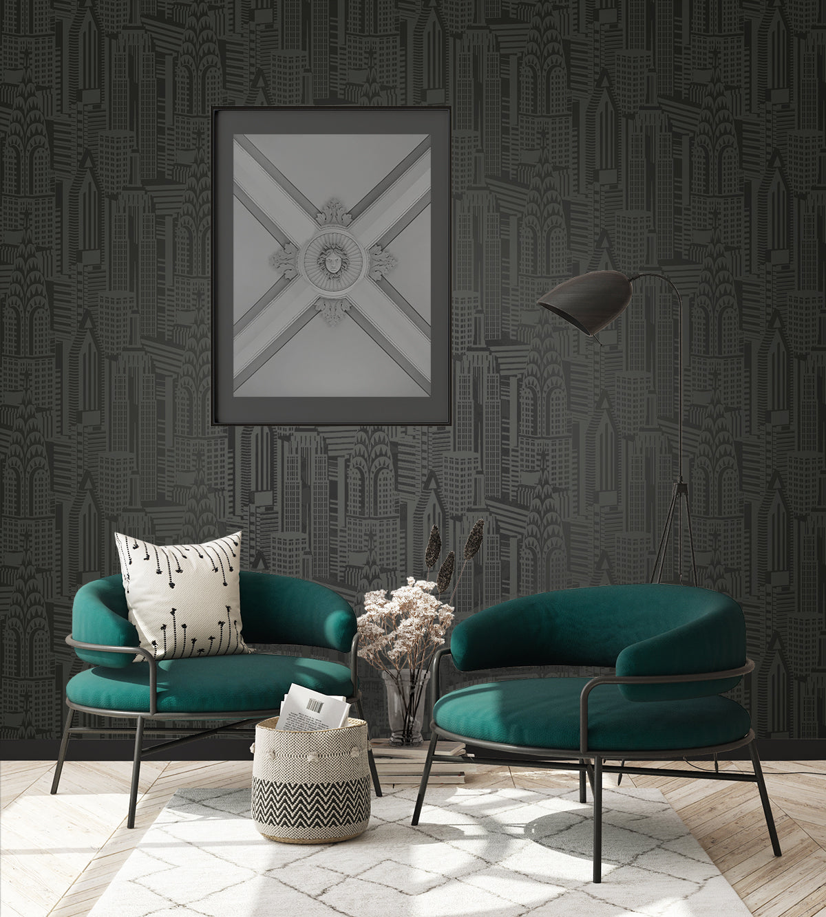 Manhattan Skyline Midnight Wallpaper from Deco 2 by Collins & Company
