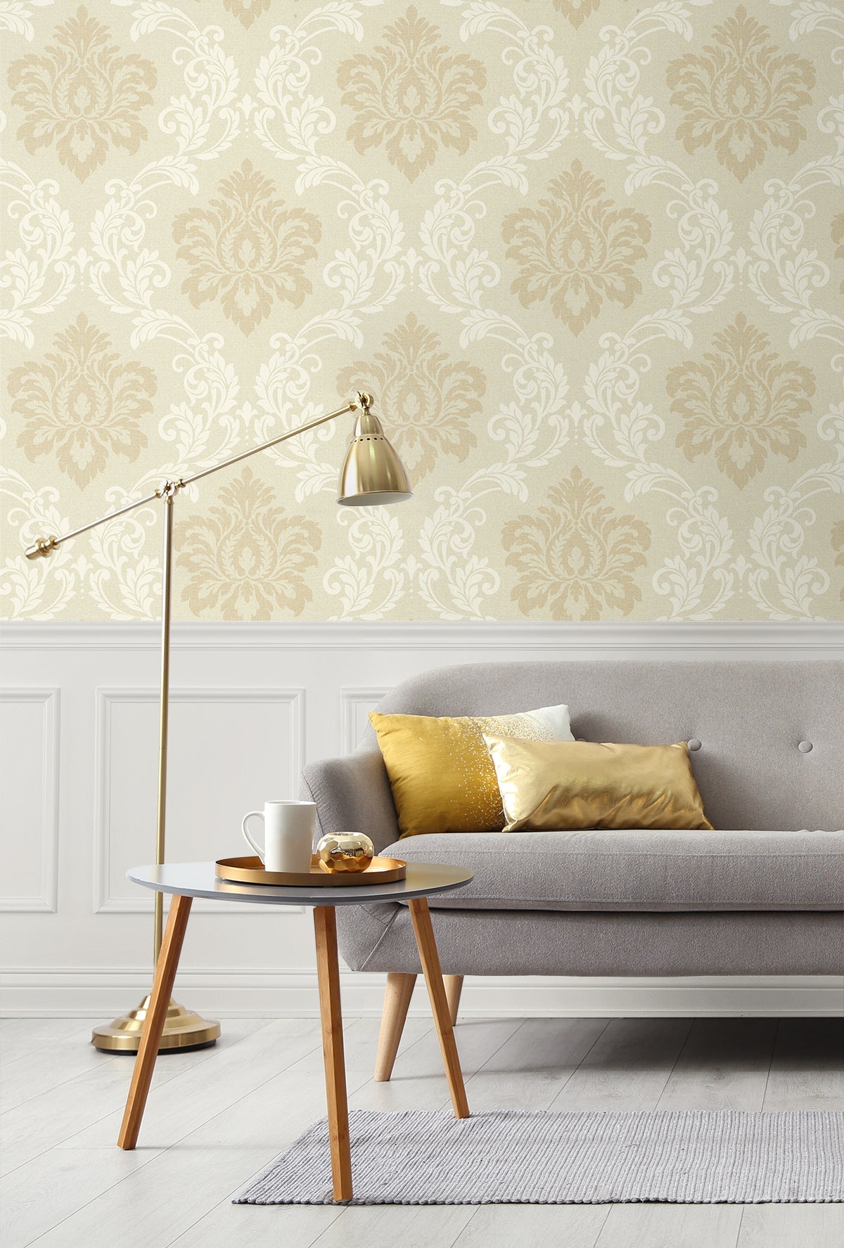 Deco Damask Linen Wallpaper from Deco 2 by Collins & Company
