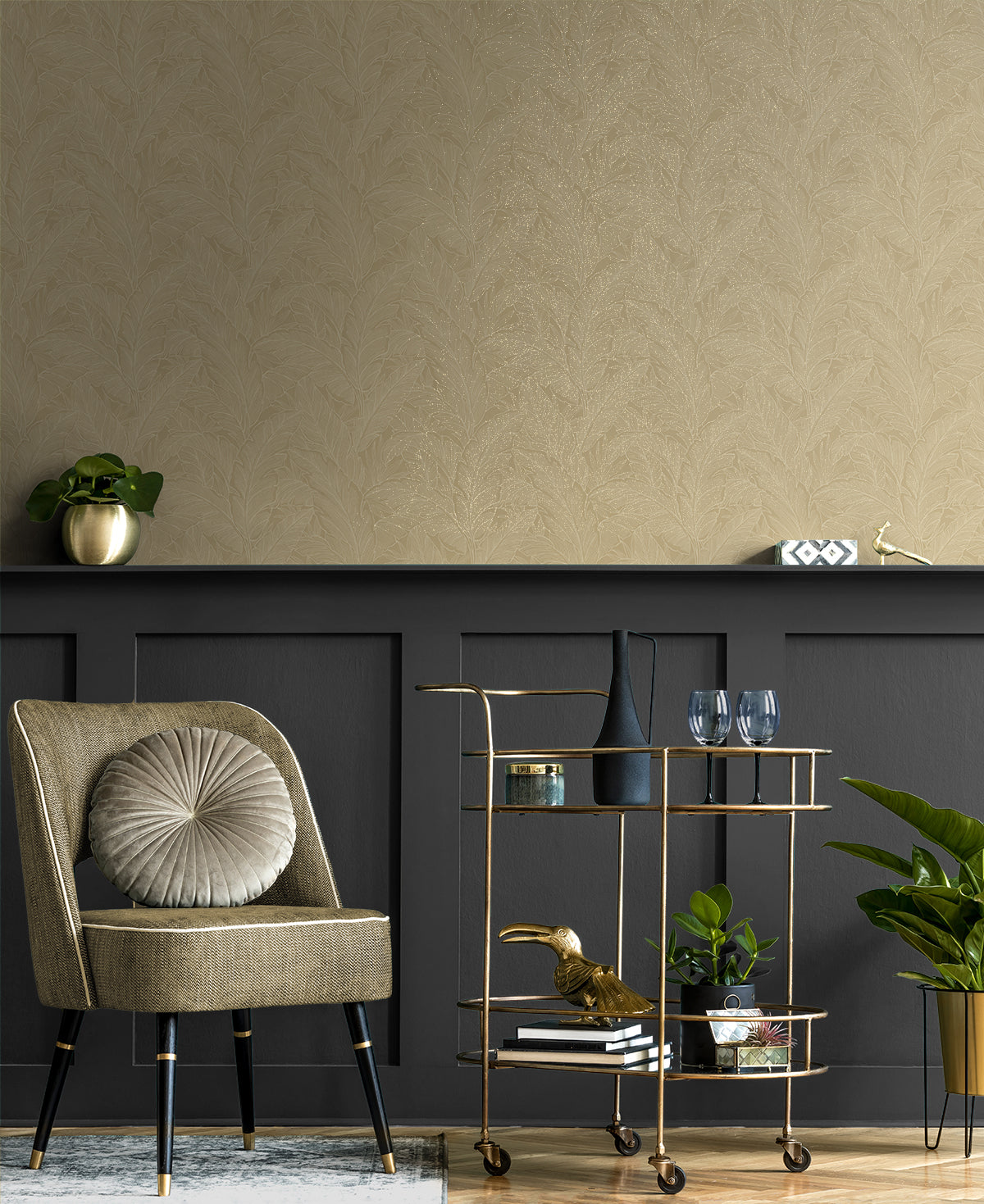 Deco Banana Leaf Old Gold Wallpaper from Deco 2 by Collins & Company