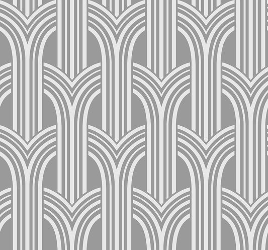 Deco Arches Metallic Silver Wallpaper from Deco 2 by Collins & Company