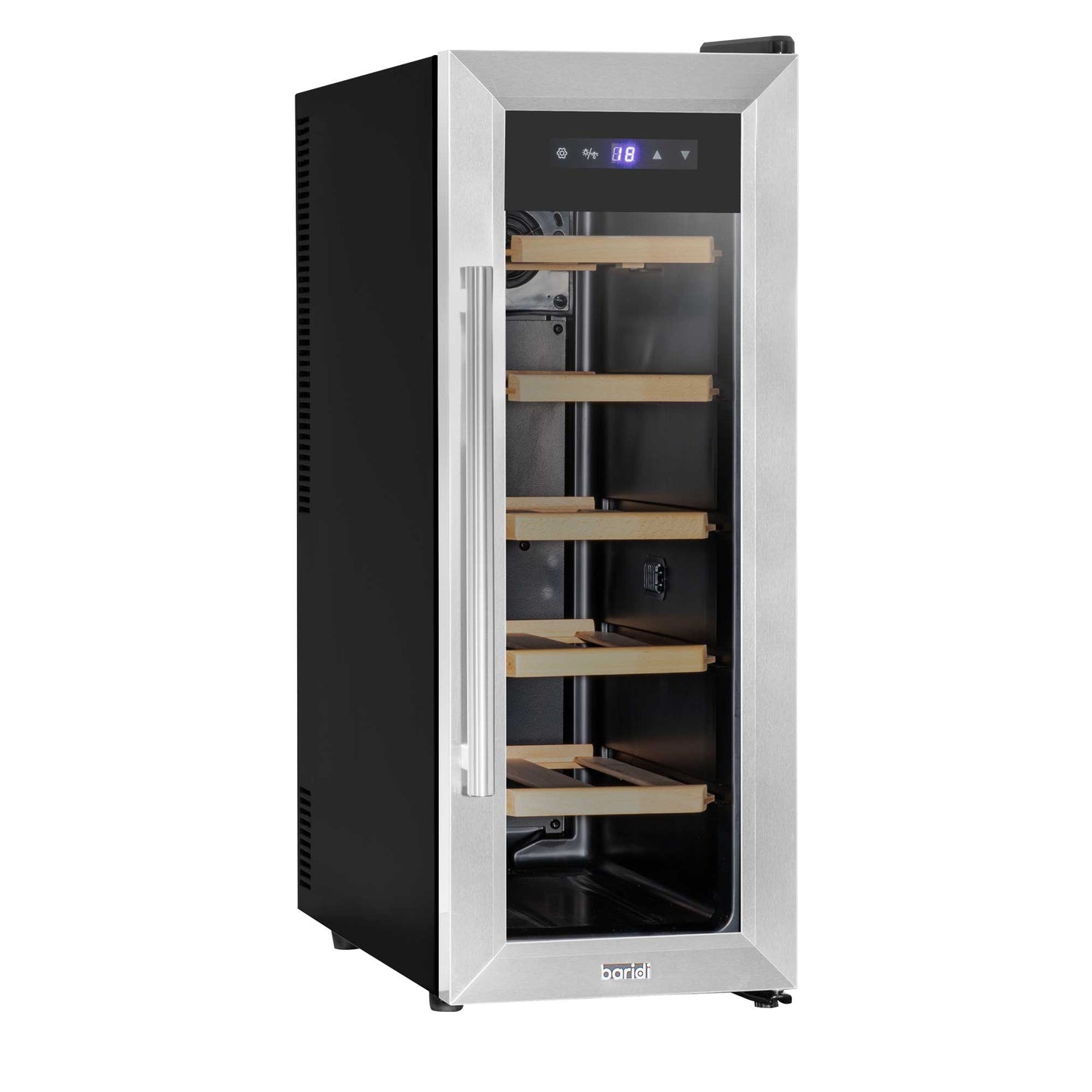 Baridi 12 Bottle Wine Cooler with Digital Touch Screen Controls & LED Light, Stainless Steel - DH74