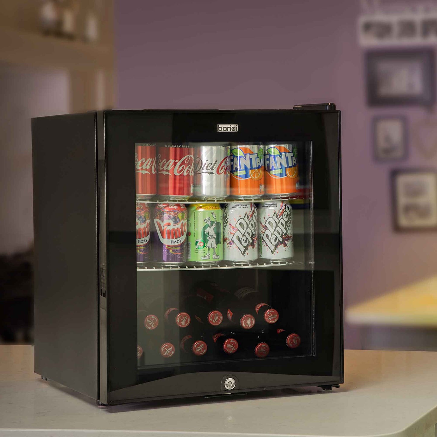 Baridi 50L Drinks/Beer & Wine Mini Cooler Fridge with LED Light, Black - DH12