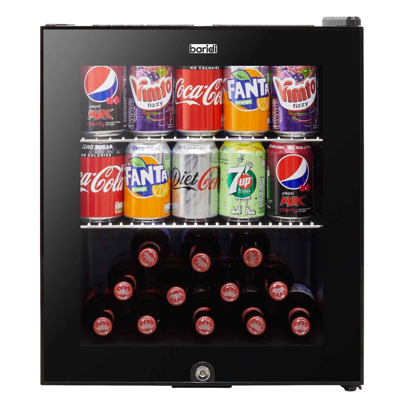 Baridi 50L Drinks/Beer & Wine Mini Cooler Fridge with LED Light, Black - DH12
