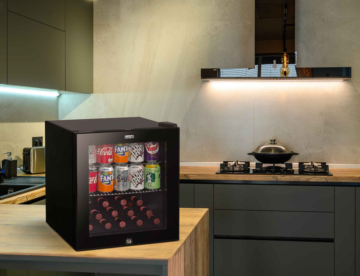 Baridi 50L Drinks/Beer & Wine Mini Cooler Fridge with LED Light, Black - DH12