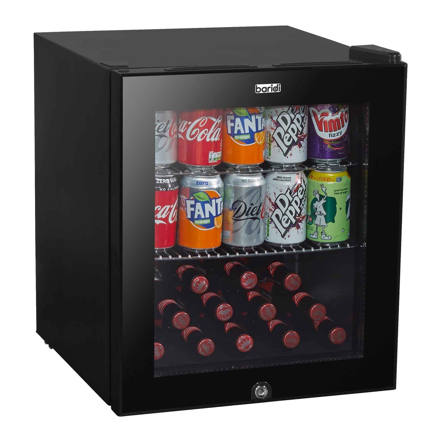 Baridi 50L Drinks/Beer & Wine Mini Cooler Fridge with LED Light, Black - DH12