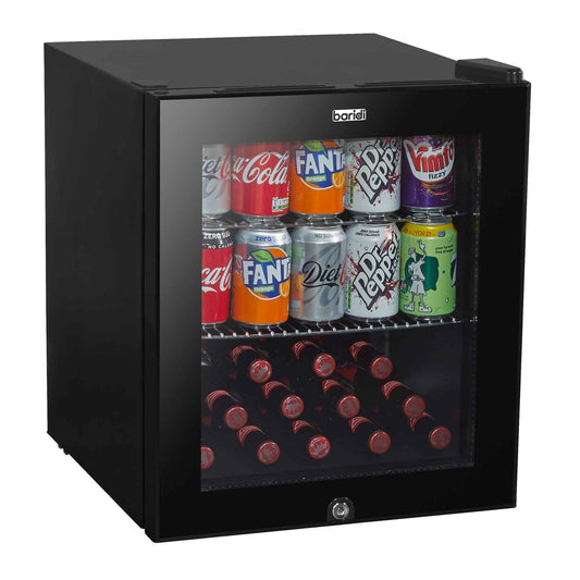 Baridi 50L Drinks/Beer & Wine Mini Cooler Fridge with LED Light, Black - DH12