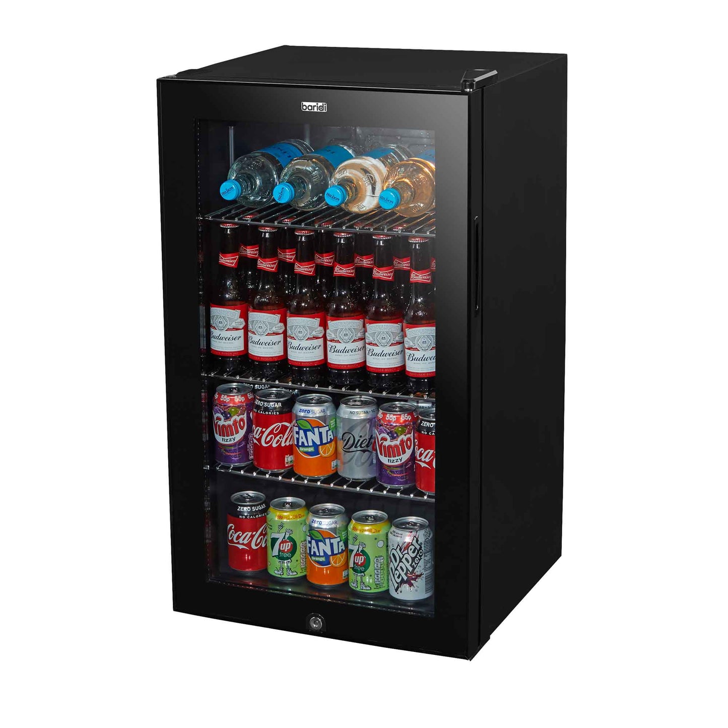 Baridi 85L Under Counter Drinks/Beer & Wine Cooler Fridge with Light, Black - DH13