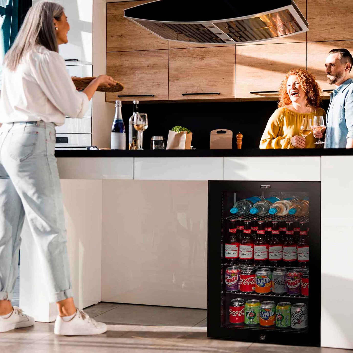 Baridi 85L Under Counter Drinks/Beer & Wine Cooler Fridge with Light, Black - DH13