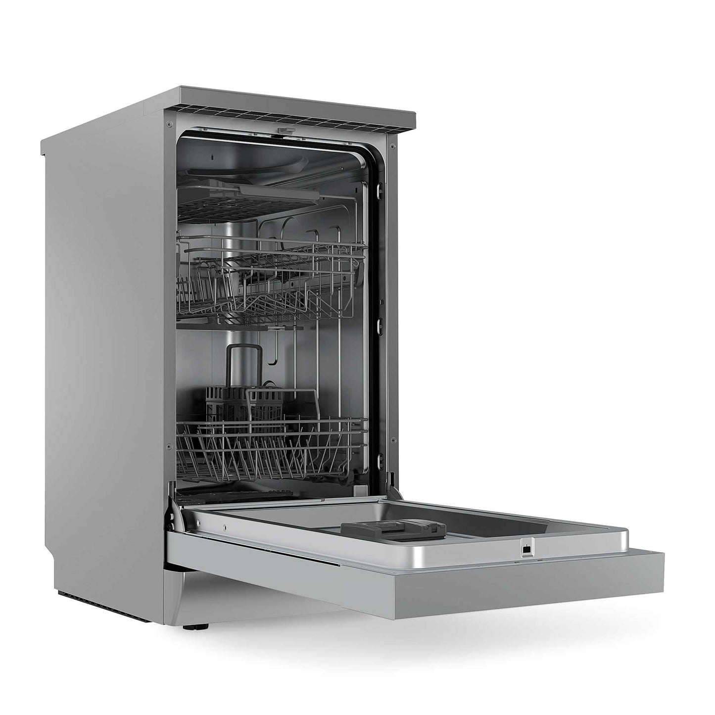 Baridi 45cm Slimline Freestanding Dishwasher, 10 Place Settings, 8 Programs, LED Display, Silver - DH166
