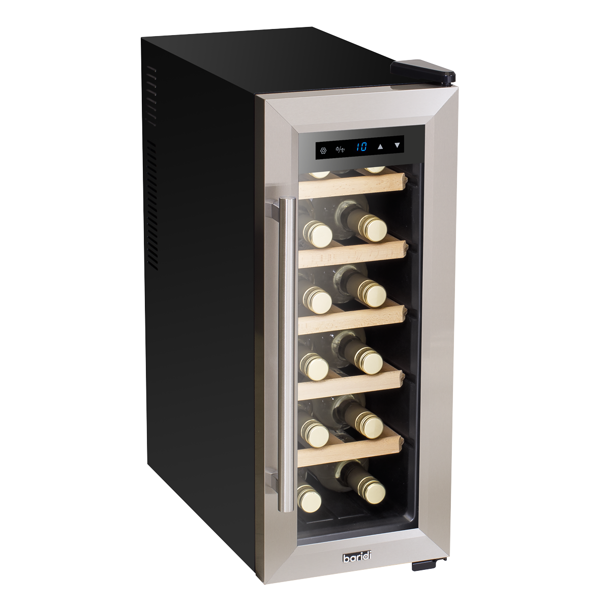 Baridi 12 Bottle Wine Cooler with Digital Touch Screen Controls & LED Light, Stainless Steel - DH28