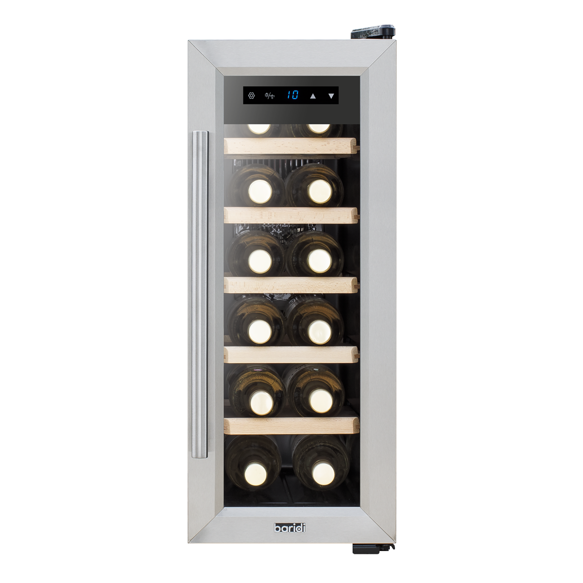 Baridi 12 Bottle Wine Cooler with Digital Touch Screen Controls & LED Light, Stainless Steel - DH28