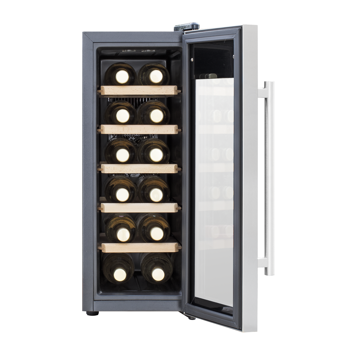 Baridi 12 Bottle Wine Cooler with Digital Touch Screen Controls & LED Light, Stainless Steel - DH28