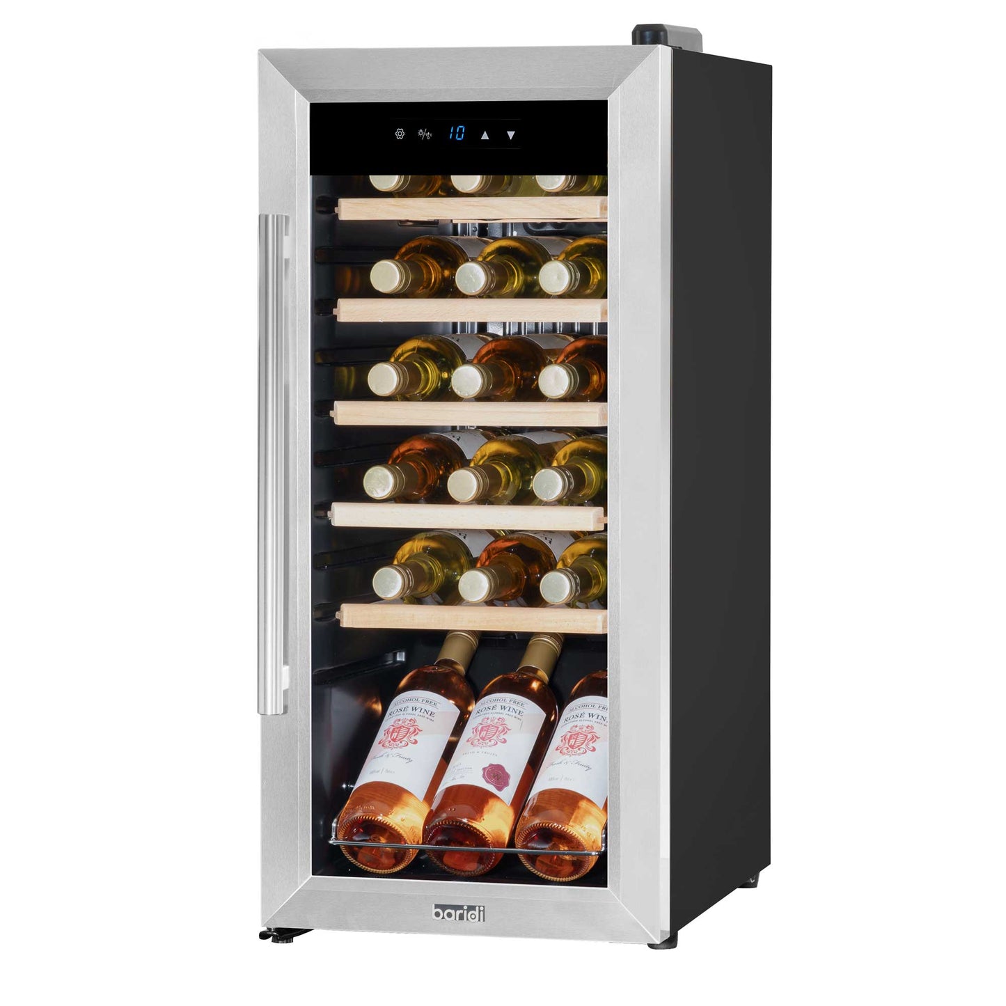 Baridi 18 Bottle Wine Cooler Fridge with Digital Touch Screen Controls & LED Light, Stainless Steel - DH29