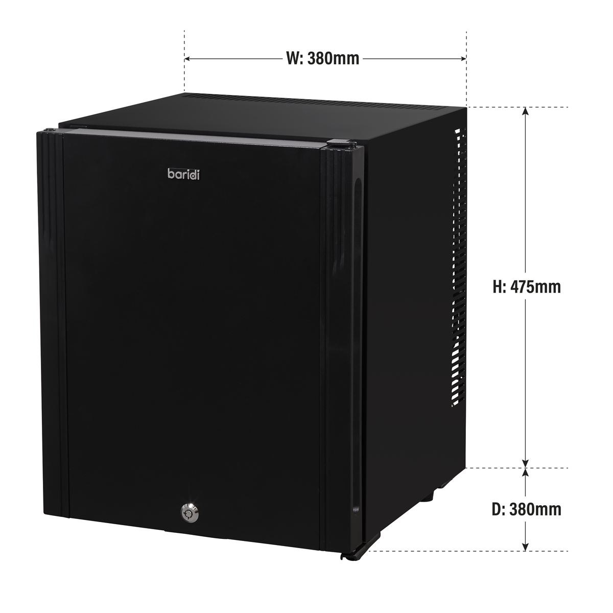 Baridi 25L Ultra Quiet Drinks & Wine Mini Cooler Fridge with LED Light, Black - DH57