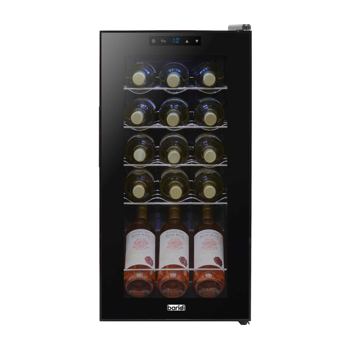 Baridi 15 Bottle Wine Cooler Fridge with Digital Touch Screen Controls & LED Light, Black - DH5