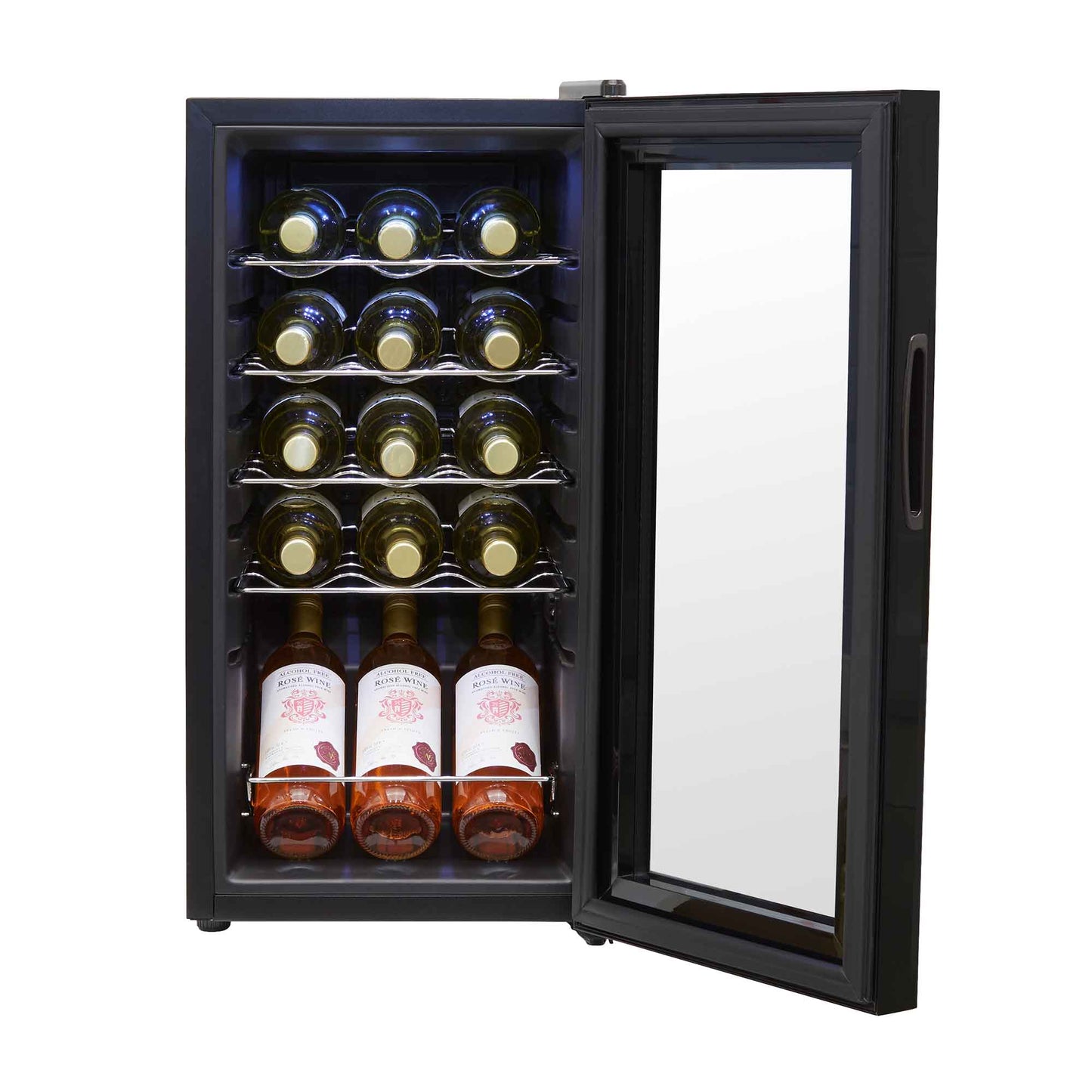 Baridi 15 Bottle Wine Cooler Fridge with Digital Touch Screen Controls & LED Light, Black - DH5