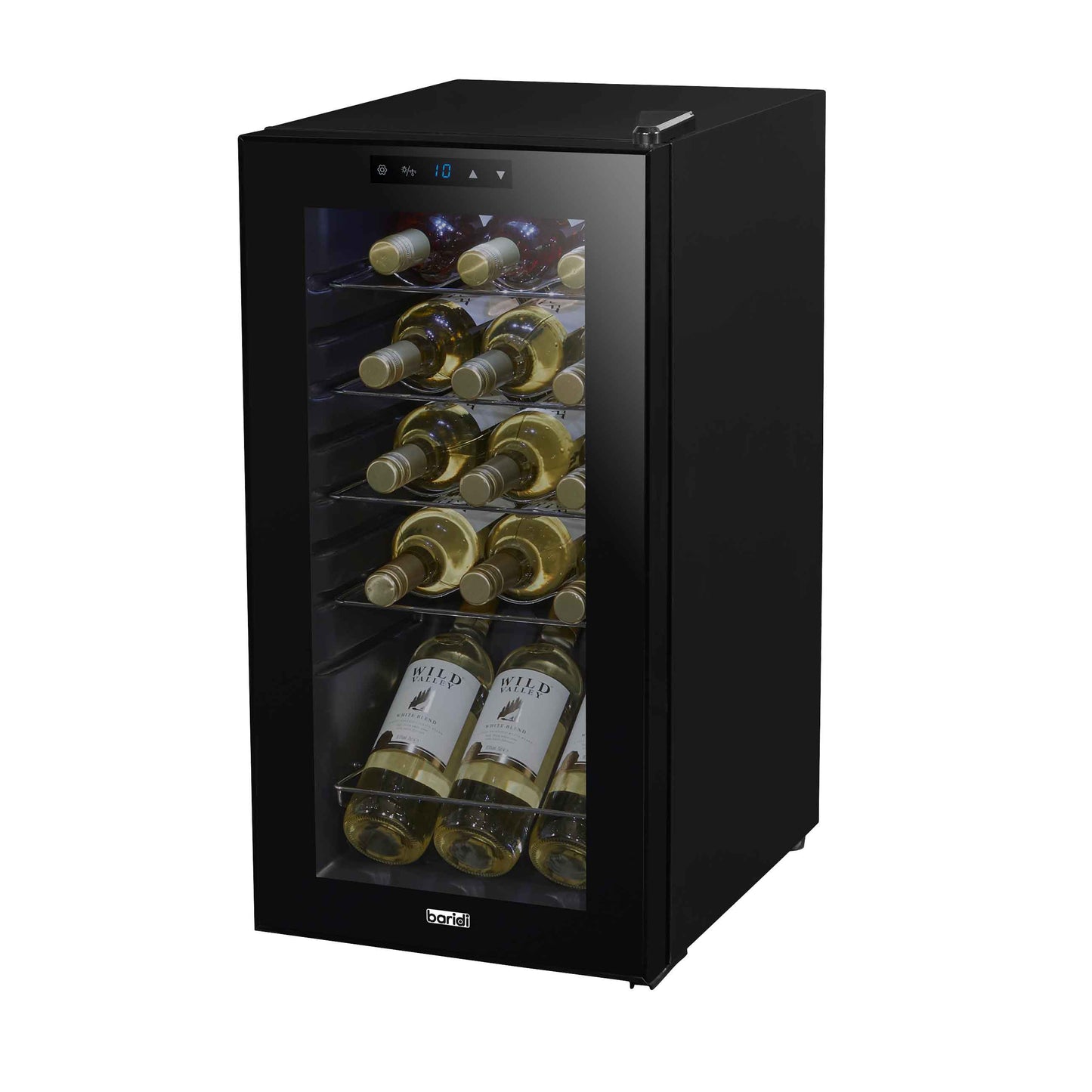 Baridi 15 Bottle Wine Cooler Fridge with Digital Touch Screen Controls & LED Light, Black - DH5