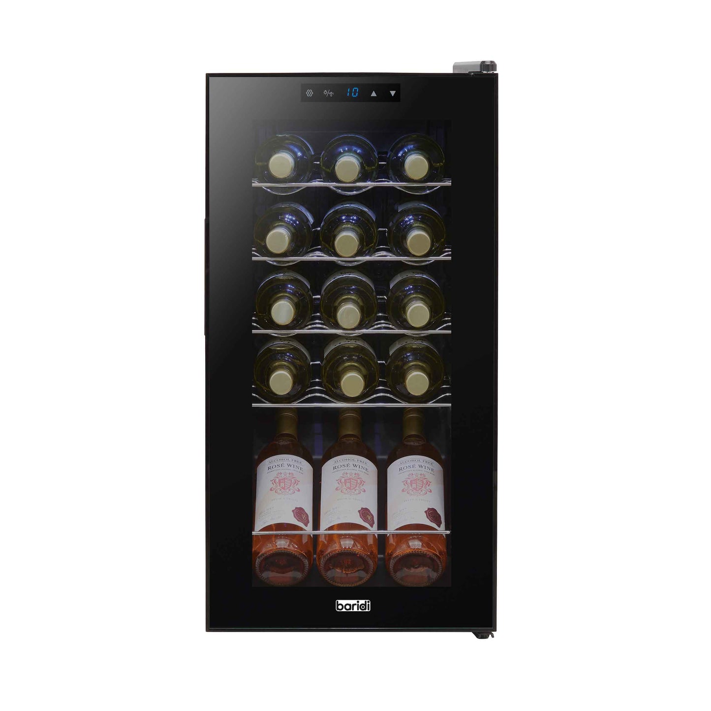 Baridi 15 Bottle Wine Cooler Fridge with Digital Touch Screen Controls & LED Light, Black - DH5