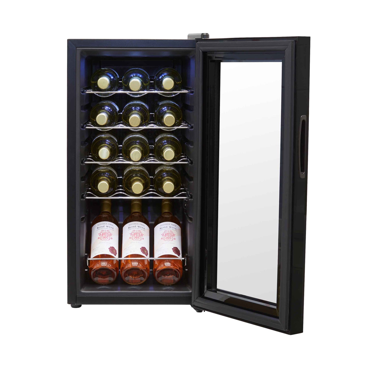 Baridi 15 Bottle Wine Cooler Fridge with Digital Touch Screen Controls & LED Light, Black - DH5