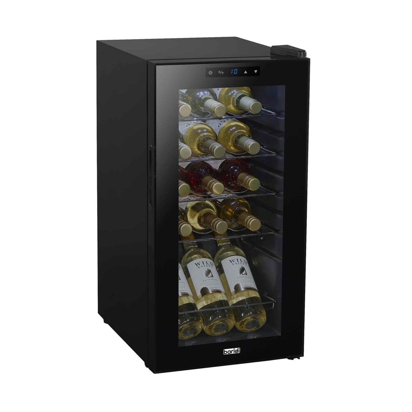 Baridi 15 Bottle Wine Cooler Fridge with Digital Touch Screen Controls & LED Light, Black - DH5
