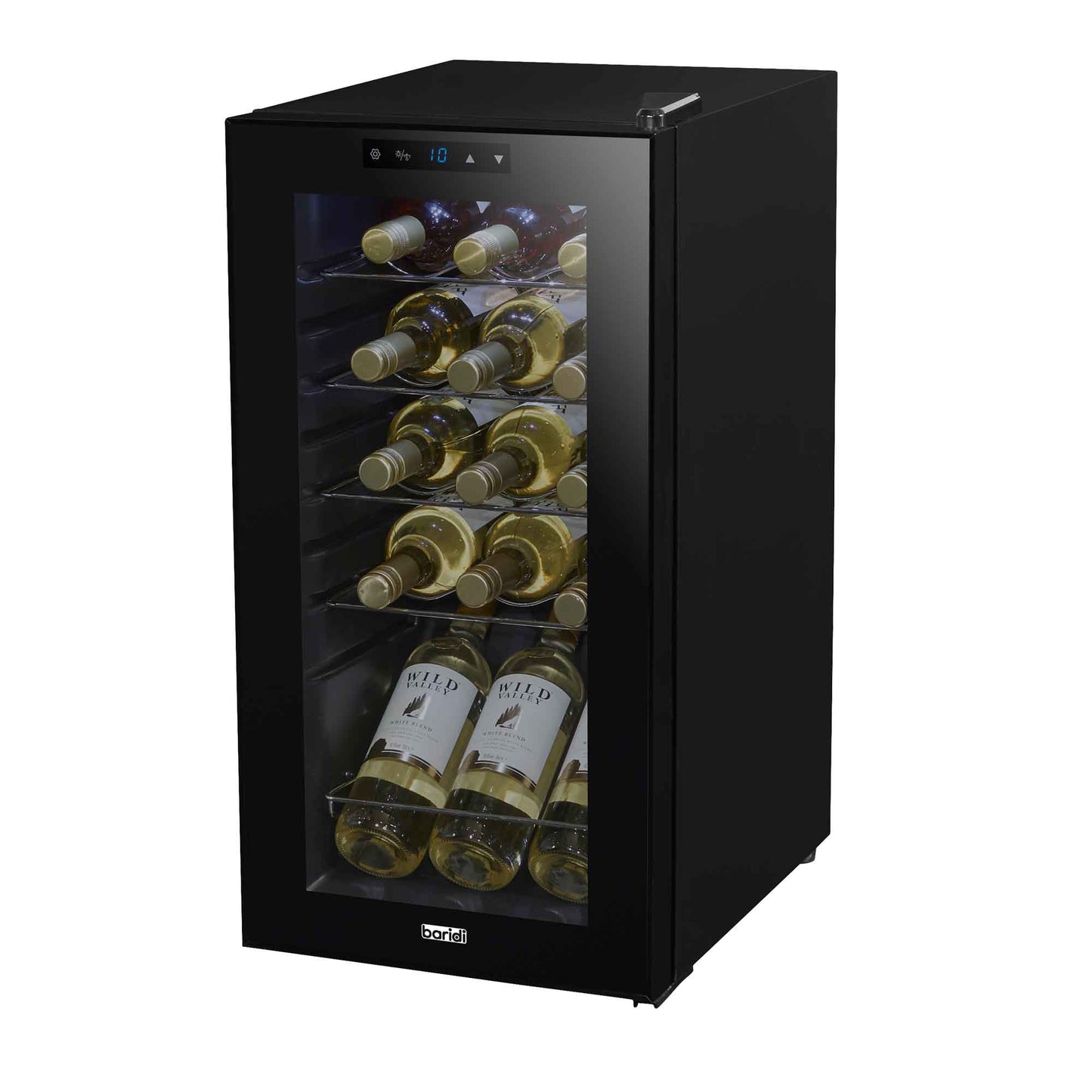 Baridi 15 Bottle Wine Cooler Fridge with Digital Touch Screen Controls & LED Light, Black - DH5