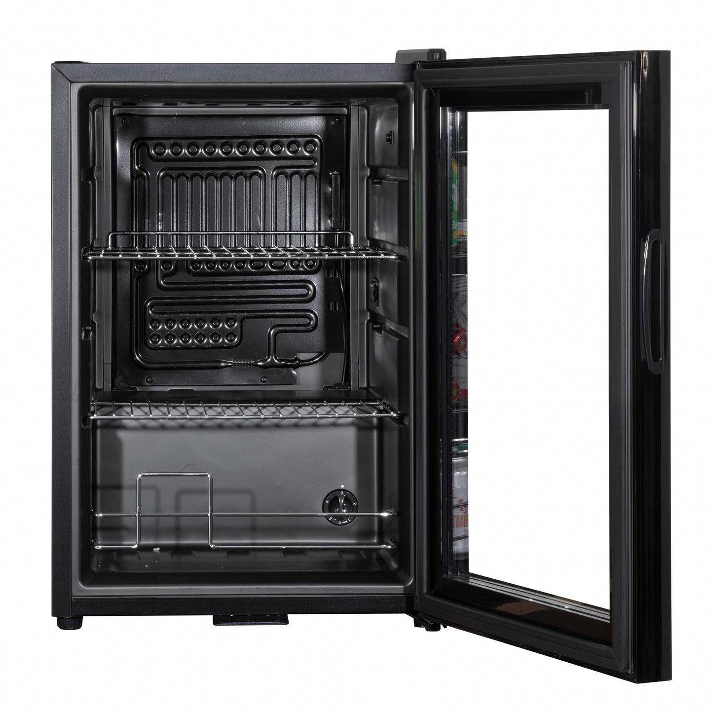 Baridi 60L Beer & Drinks Fridge with LED Light, Black and Glass Door - DH62