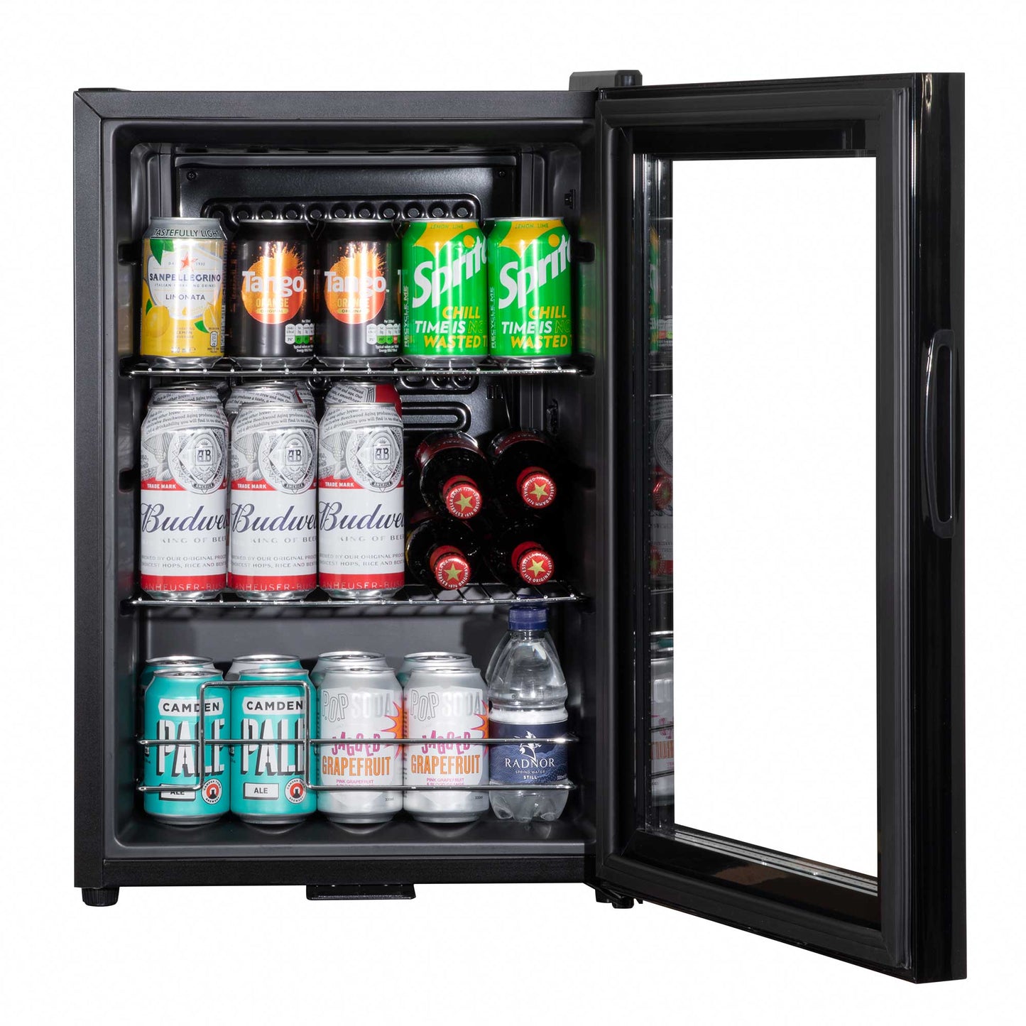 Baridi 60L Beer & Drinks Fridge with LED Light, Black and Glass Door - DH62