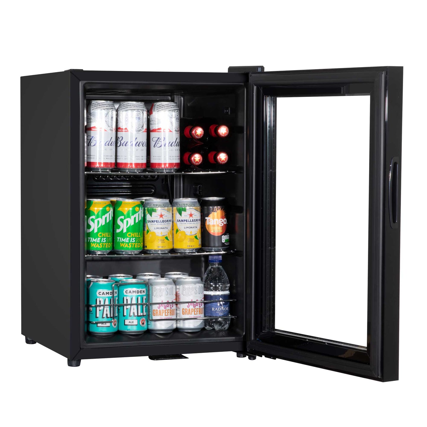 Baridi 60L Beer & Drinks Fridge with LED Light, Black and Glass Door - DH62