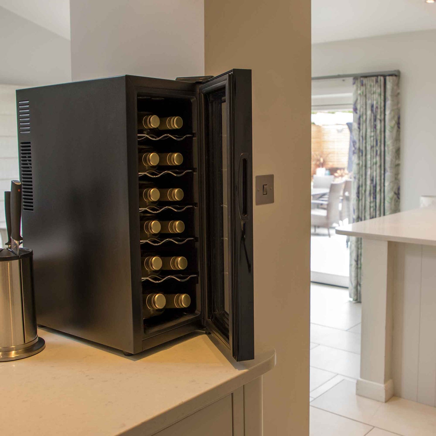 Baridi 12 Bottle Wine Cooler with Digital Touch Screen Controls & LED Light, Black - DH73