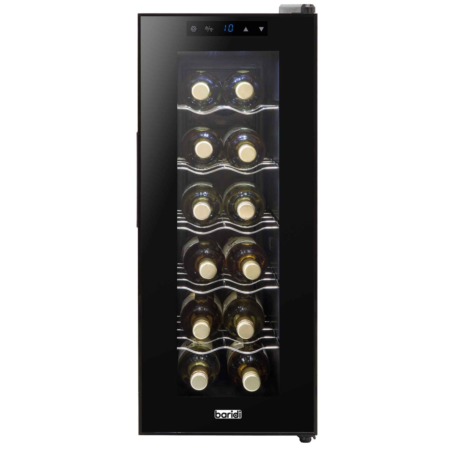 Baridi 12 Bottle Wine Cooler with Digital Touch Screen Controls & LED Light, Black - DH73