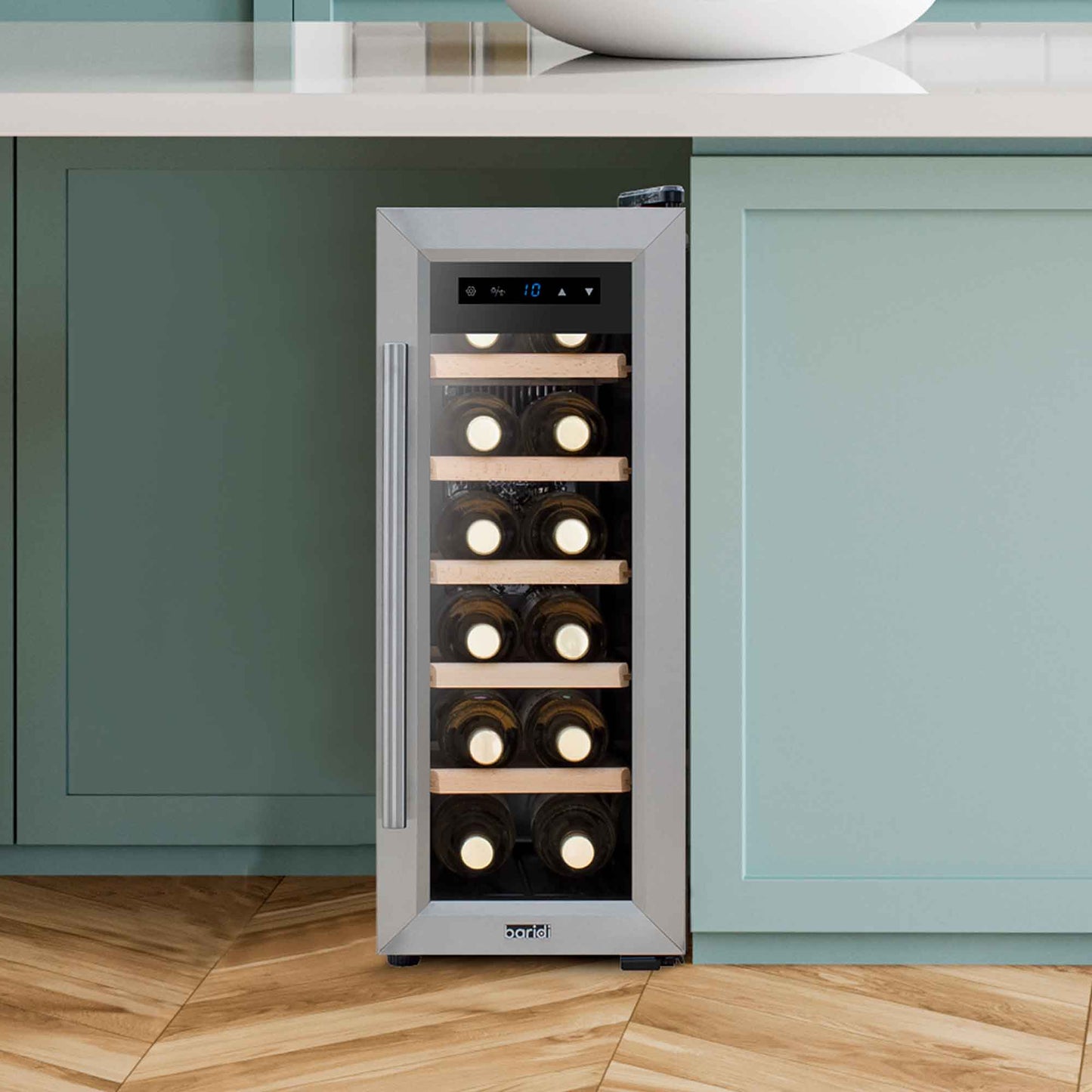Baridi 12 Bottle Wine Cooler with Digital Touch Screen Controls & LED Light, Stainless Steel - DH74