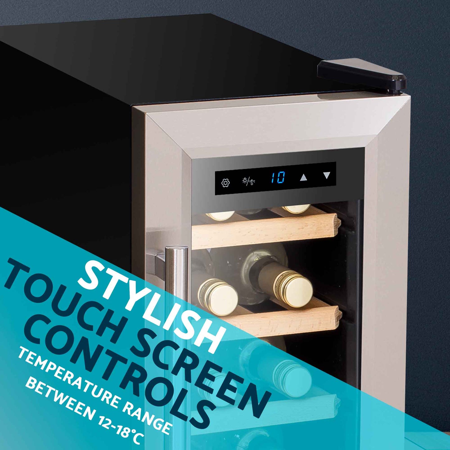 Baridi 12 Bottle Wine Cooler with Digital Touch Screen Controls & LED Light, Stainless Steel - DH74