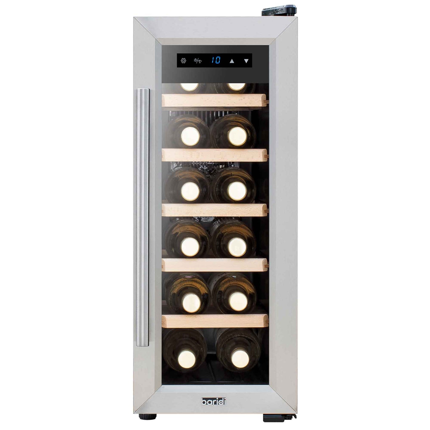 Baridi 12 Bottle Wine Cooler with Digital Touch Screen Controls & LED Light, Stainless Steel - DH74