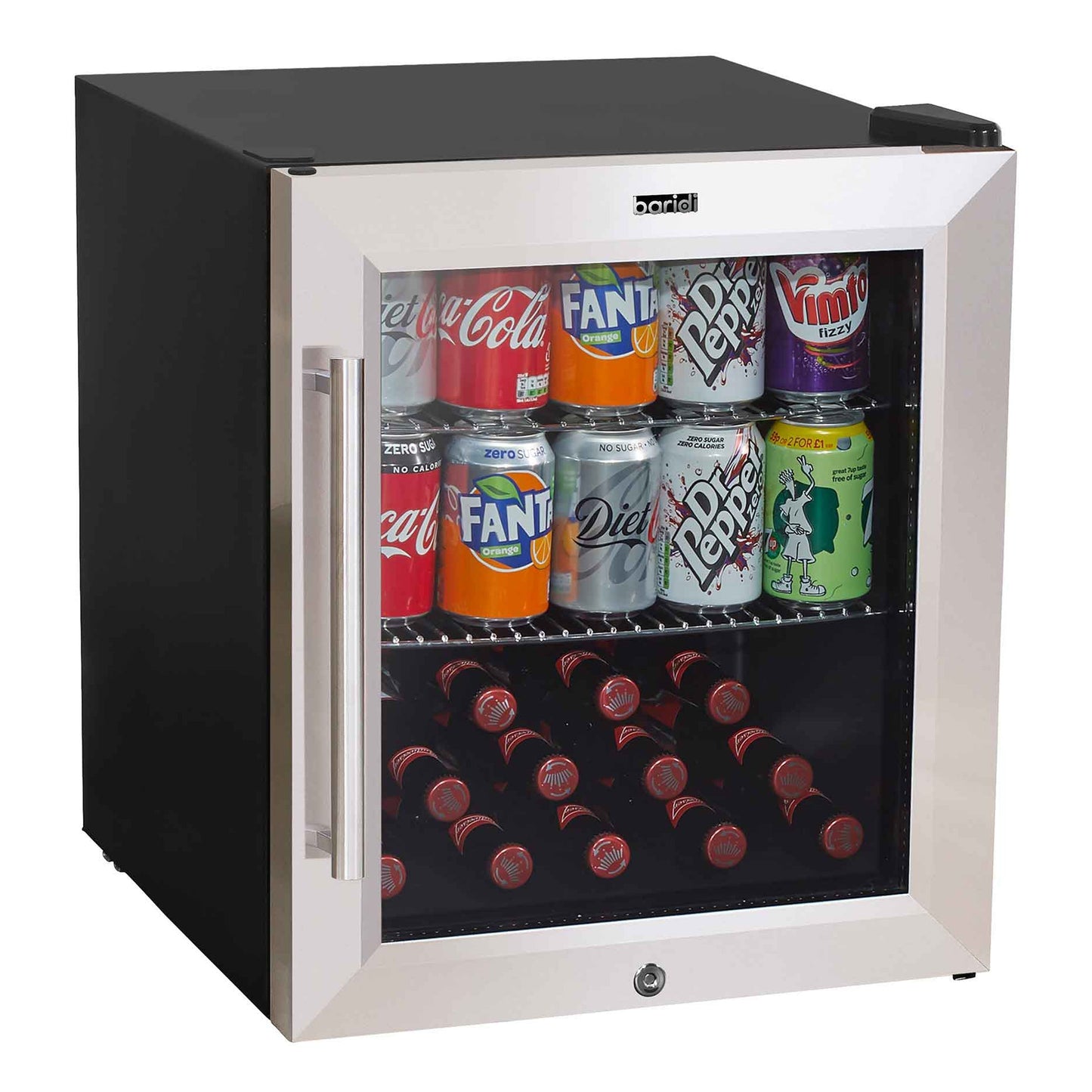 Baridi 50L Drinks & Wine Mini Cooler Fridge with LED Light, Stainless Steel - DH75