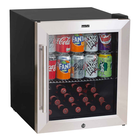 Baridi 50L Drinks & Wine Mini Cooler Fridge with LED Light, Stainless Steel - DH75
