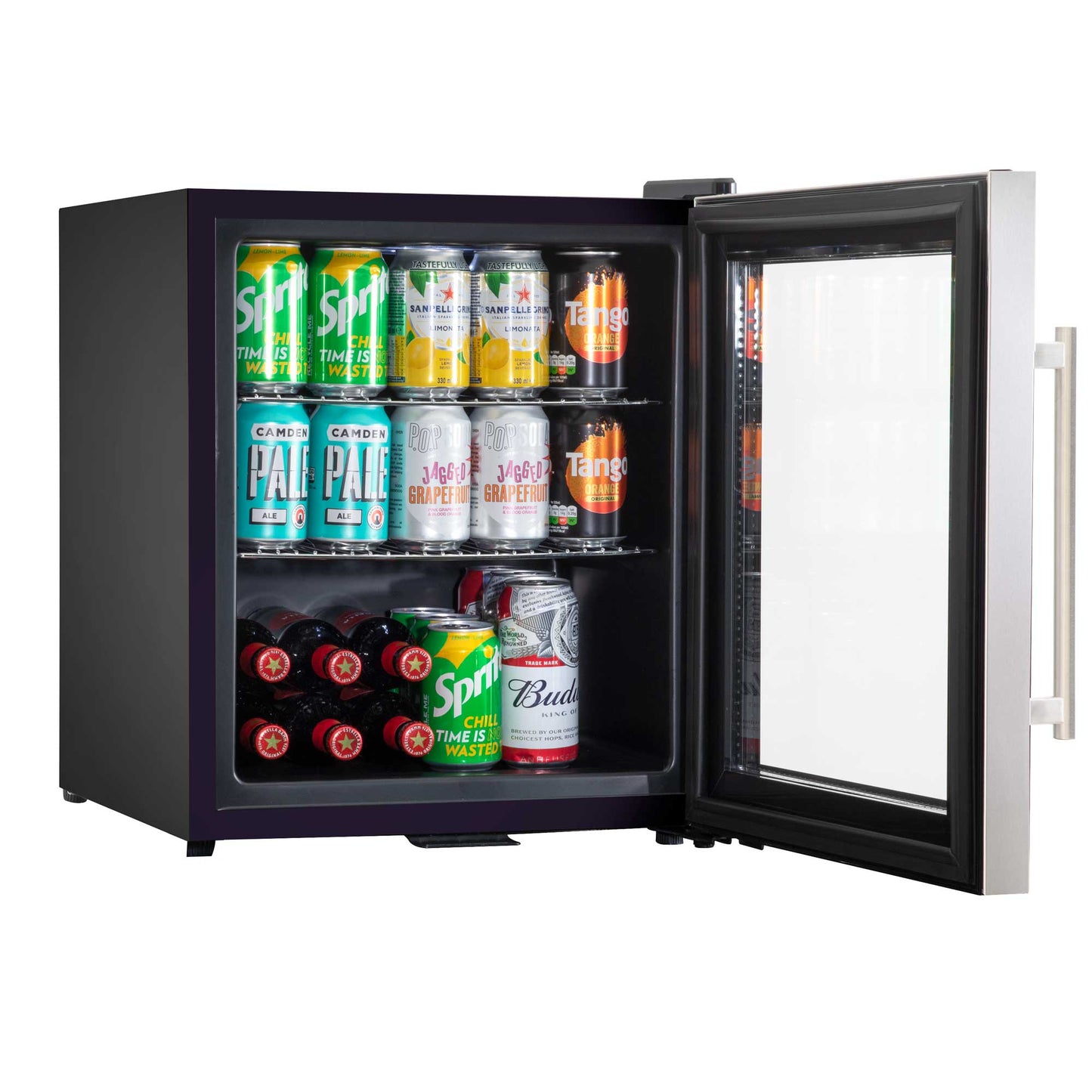 Baridi 50L Drinks & Wine Mini Cooler Fridge with LED Light, Stainless Steel - DH75