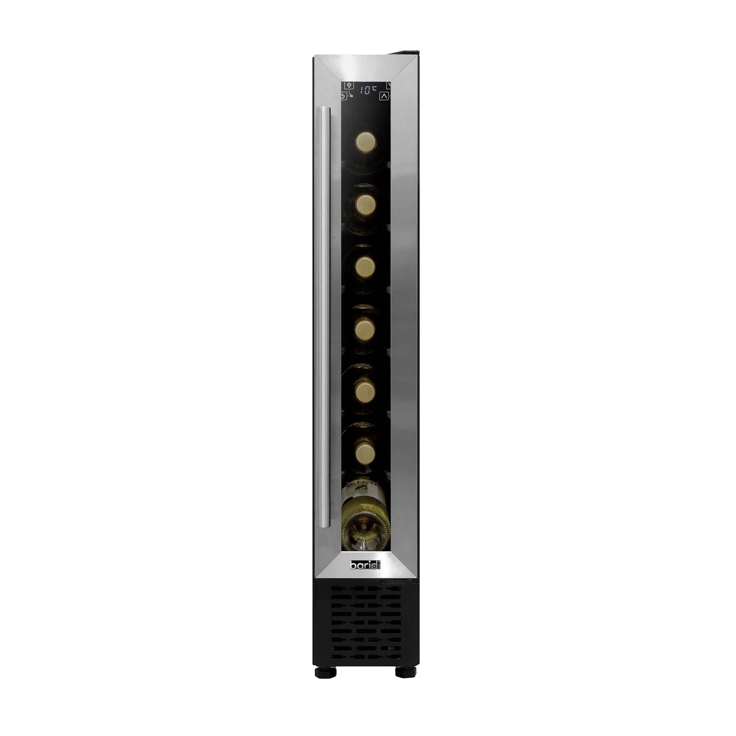 Baridi 7 Bottle 15cm Slim Wine Cooler with Digital Touch Screen Controls, Stainless Steel - DH77