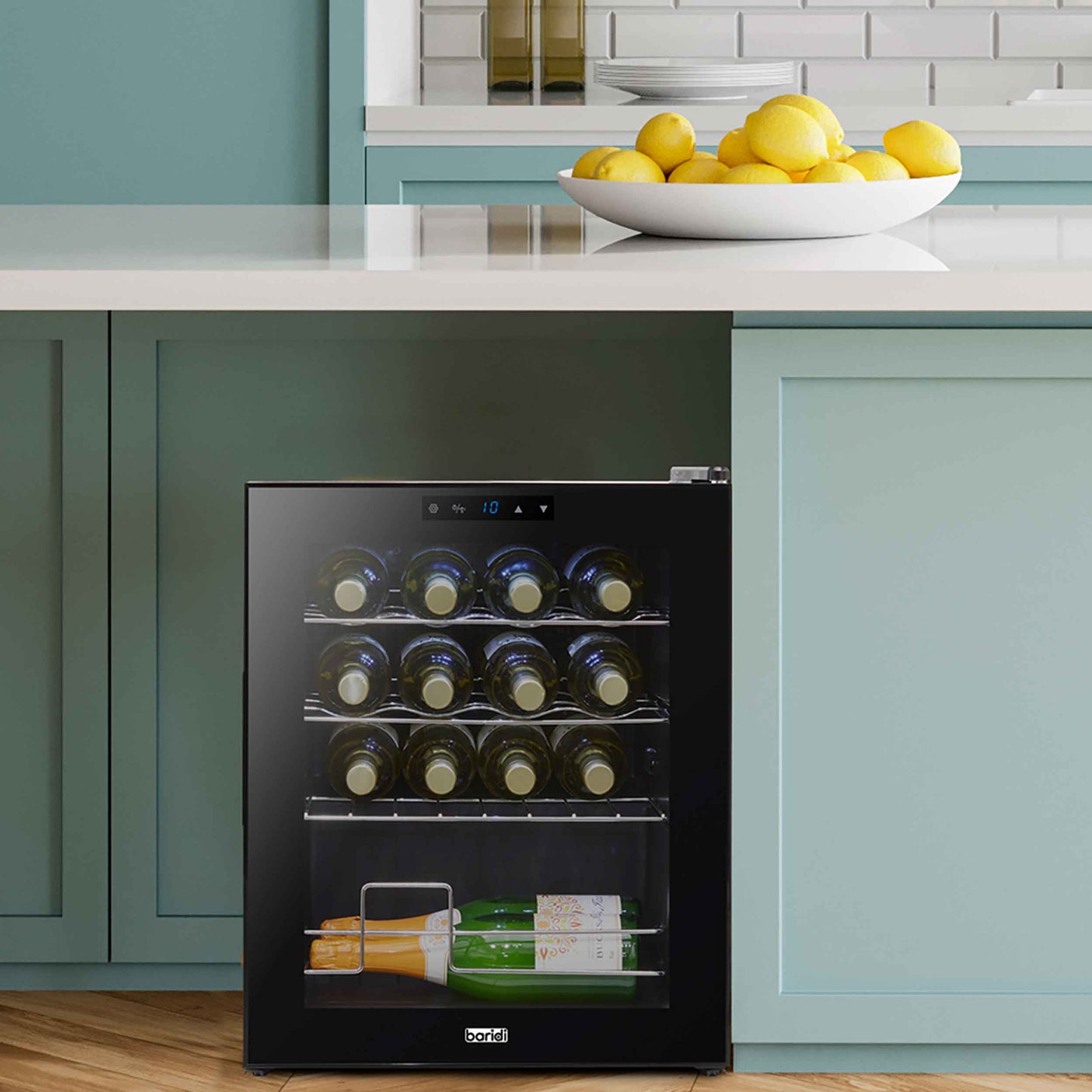 Baridi 16 Bottle Wine Cooler Fridge with Digital Touch Screen Controls & LED Light, Black - DH7