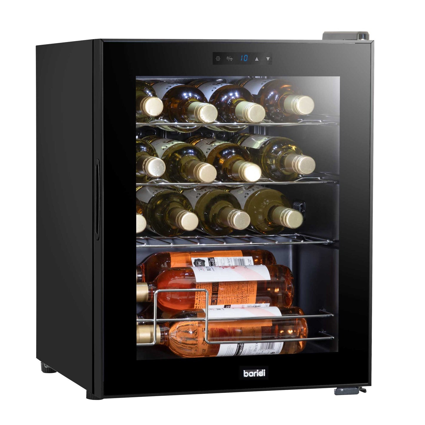 Baridi 16 Bottle Wine Cooler Fridge with Digital Touch Screen Controls & LED Light, Black - DH7