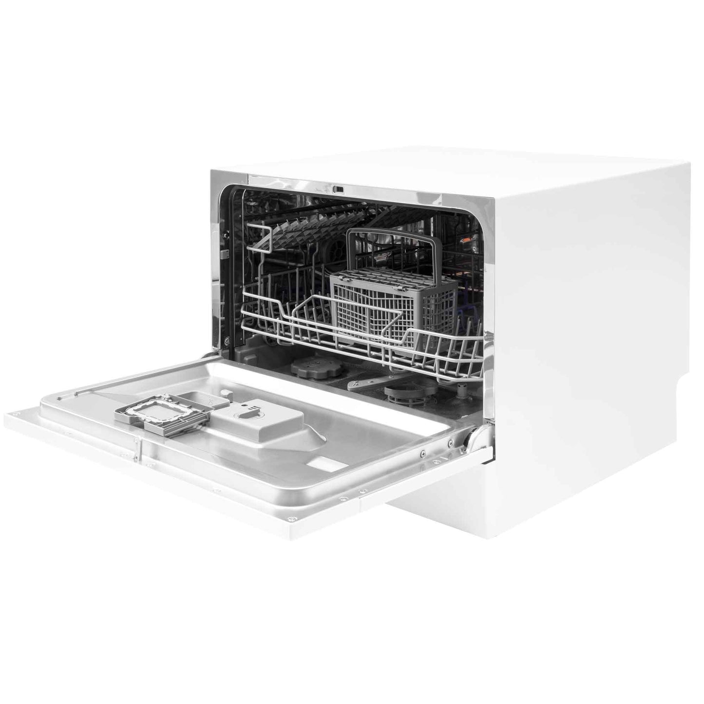 Compact Tabletop Dishwasher 6 Place Settings, 6 Programmes, Low Noise, 6.5L Cycle - White - DH83