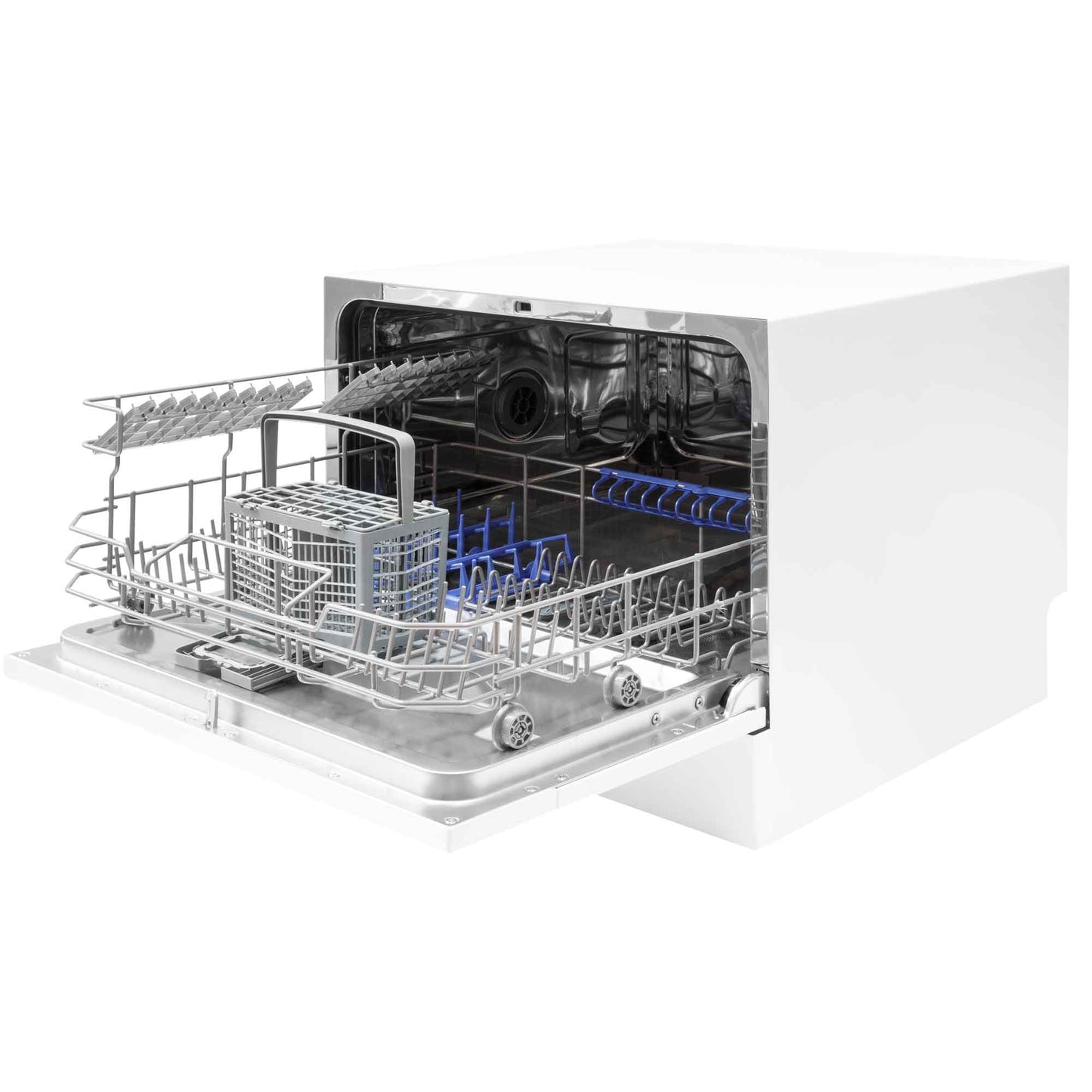 Compact Tabletop Dishwasher 6 Place Settings, 6 Programmes, Low Noise, 6.5L Cycle - White - DH83