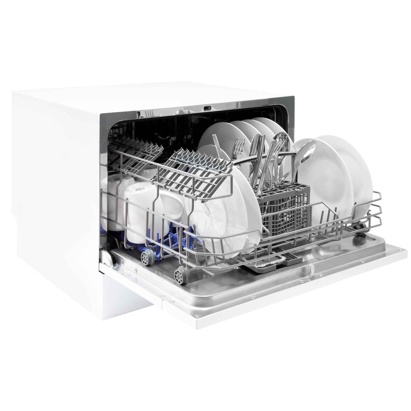Compact Tabletop Dishwasher 6 Place Settings, 6 Programmes, Low Noise, 6.5L Cycle - White - DH83