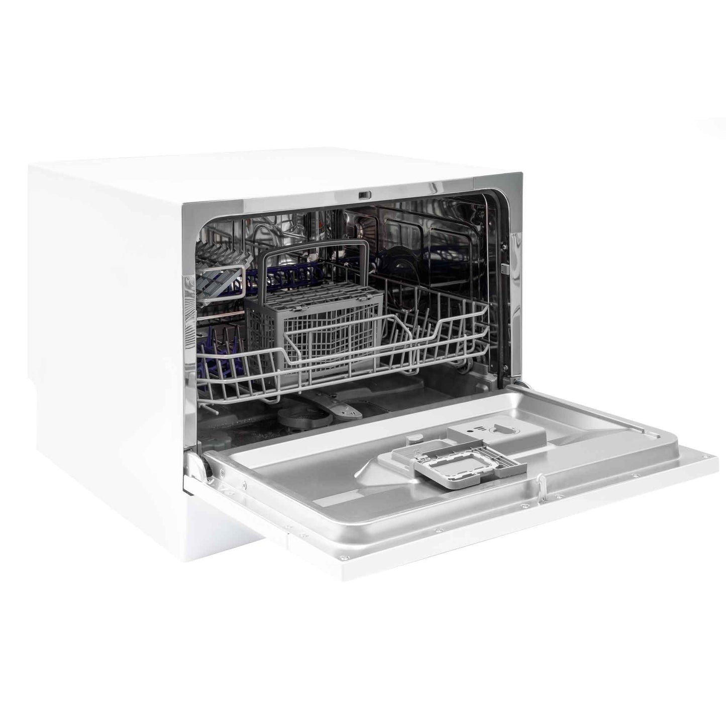 Compact Tabletop Dishwasher 6 Place Settings, 6 Programmes, Low Noise, 6.5L Cycle - White - DH83