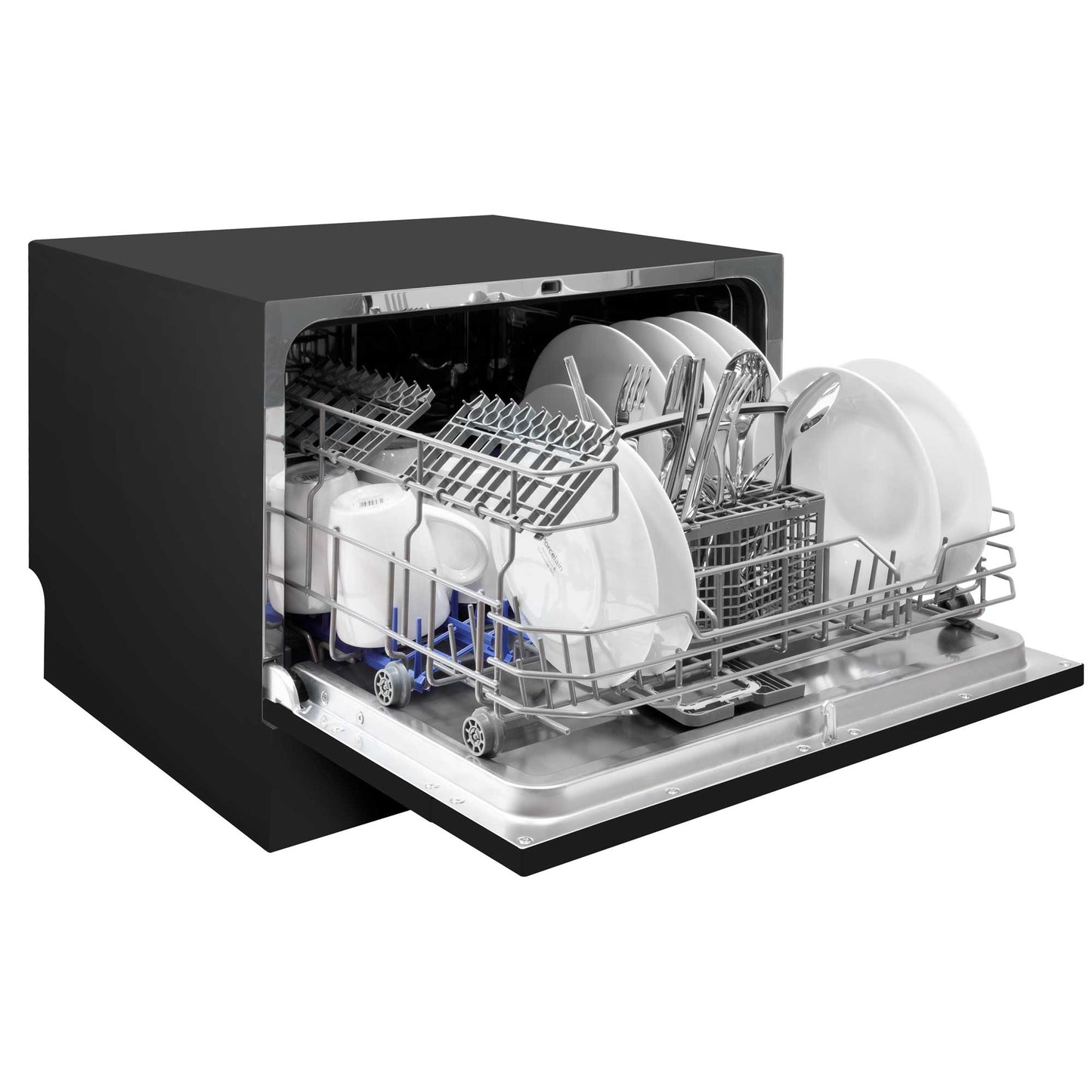 Compact Tabletop Dishwasher 6 Place Settings, 6 Programmes, Low Noise, 6.5L Cycle - Black - DH85