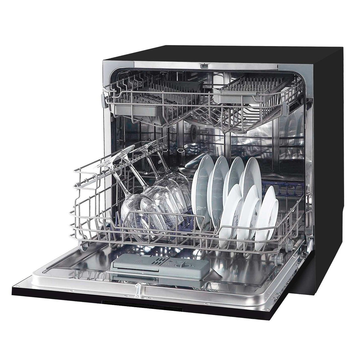 Compact Tabletop Dishwasher 8 Place Settings, 6 Programmes, Low Noise, 8L Cycle - Black - DH88