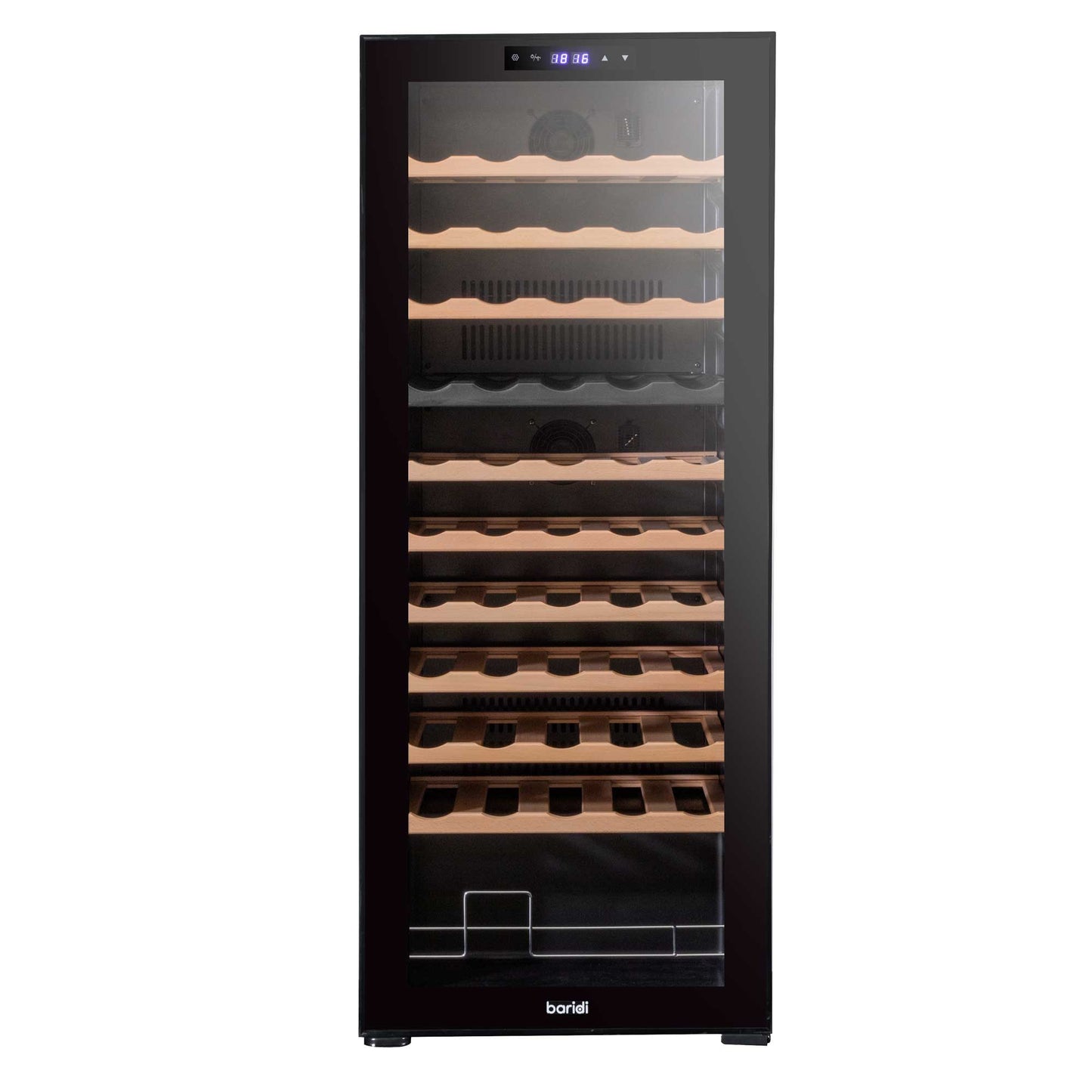 Baridi 55 Bottle Dual Zone Wine Cooler, Fridge, Touch Screen Controls, Wooden Shelves, LED - Black - DH93