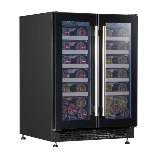Baridi 60cm Dual Zone Commercial Grade Wine Cooler 40 Bottle Under Counter Freestanding/Built-In Fridge - DH96