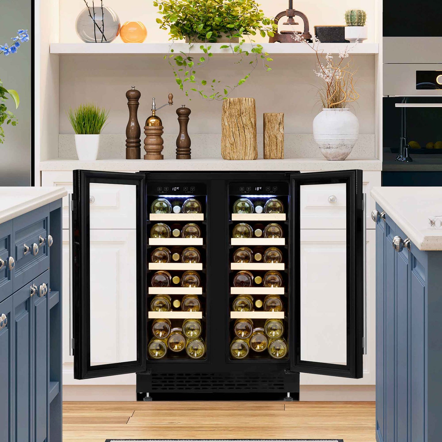Baridi 60cm Dual Zone Commercial Grade Wine Cooler 40 Bottle Under Counter Freestanding/Built-In Fridge - DH96