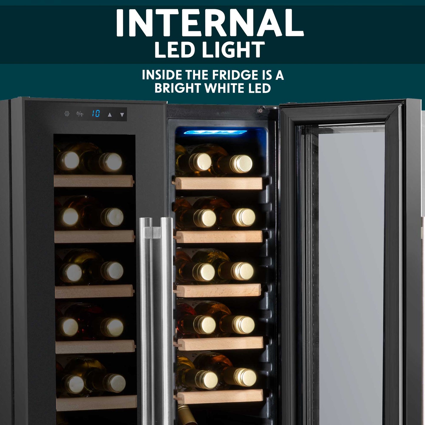 Baridi 24 Bottle Dual Zone Wine Cooler, Fridge, Touch Screen, LED Light Black and Mirror Glass Door - DH97