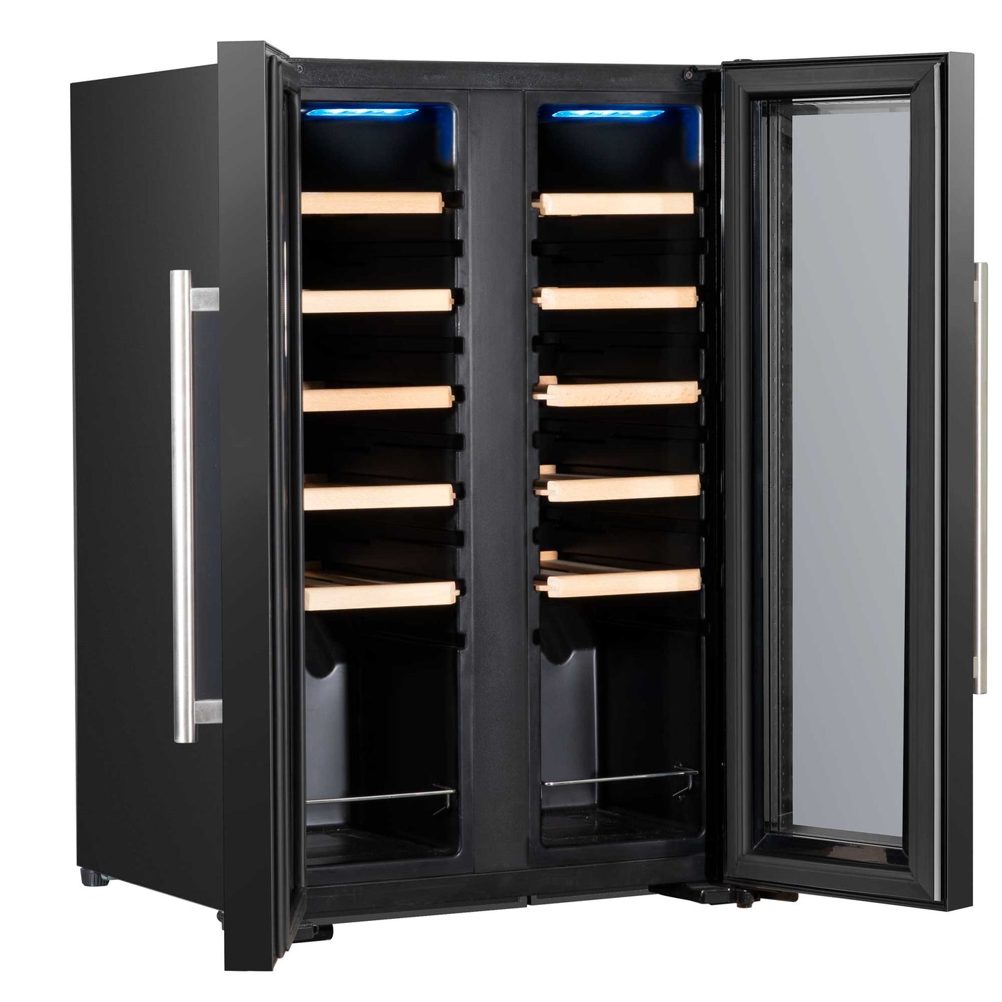 Baridi 24 Bottle Dual Zone Wine Cooler, Fridge, Touch Screen, LED Light Black and Mirror Glass Door - DH97